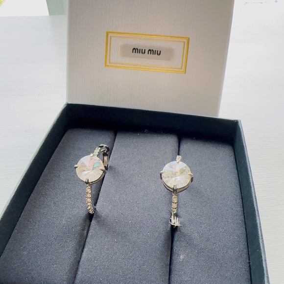 Miu Miu Hoop Earrings Crystal in silver tone - Picture 5 of 6